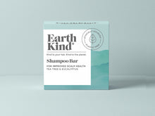 Load image into Gallery viewer, EarthKind Tea Tree & Eucalyptus Shampoo Bar for Improved Scalp Health. Be Kind to your hair. Kind to the planet.