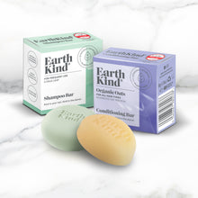 Load image into Gallery viewer, EarthKind Everyday Fresh Solid Shampoo Bar &amp; Conditioner Bar Combo. Kind to your hair, kind to the planet.
